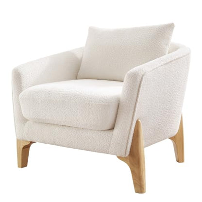 Oversized White Bouclé Reading Chairs with Thick Cushions, view 4