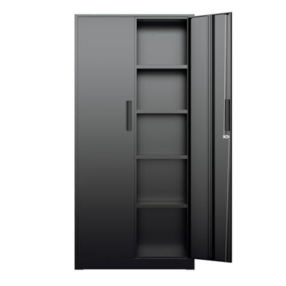 72" Storage Cabinet,2 Locking Doors & 4 Adjustable Shelves,Tall Cabinets,Heavy Duty Steel Cabinet for Home, Office, Warehouse, School (Black)