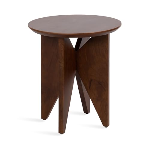 Faiza Modern Wooden Round Side Table, 18 x 18 x 20, Walnut Brown, Transitional Wood End Table for Use as Bedroom Nightstand or Living Room Accent Table