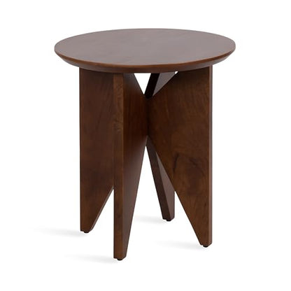 Faiza Modern Wooden Round Side Table, 18 x 18 x 20, Walnut Brown, Transitional Wood End Table for Use as Bedroom Nightstand or Living Room Accent Table