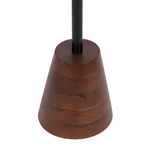 Walnut brown and black round pedestal end table, view 6