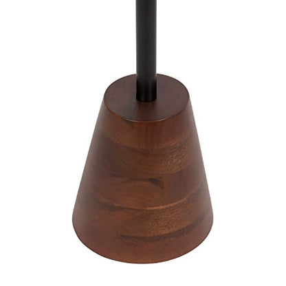 Walnut brown and black round pedestal end table, view 6