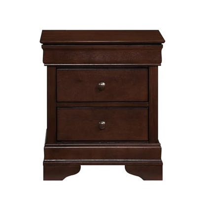 1pc Nightstand with Drawers Brown Cherry Finish Wood Bedroom Furniture