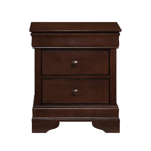 1pc Nightstand with Drawers Brown Cherry Finish Wood Bedroom Furniture