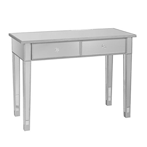 SEI FURNITURE Mirrored 2 drawer media console table, Finish w, Silver
