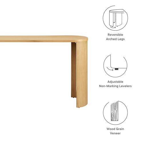Aspect 60 Inch Oval Console Table in Oak with Reversible Arched Legs - Modern Oval Wood Narrow Entryway Table - Curved Profile Design Thin Sofa Table for Hallway or Living Room