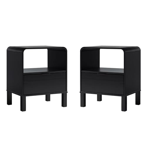 Elias Modern Curved-Frame Solid Wood Nightstand