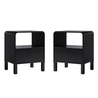 Elias Modern Curved-Frame Solid Wood Nightstand