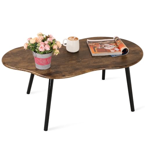Small Coffee Table Cloud Shape Coffee Table Industrial Coffee Tables Wood Irregular Center Floor Tables Mid Century Style Decorative Furniture for Living Room Small Spaces Office