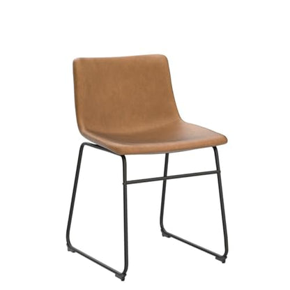Waleaf 18 inch Faux Leather Dining Chairs Set of 2,Modern Crazy Horse Counter Height Bar stools with Metal Leg and Footrest for Kitchen Island