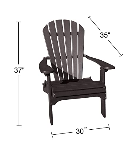 Foldable Adirondack Chair - Poly Adirondack Chair Folding - HDPE, Heavy Duty, Recycled Plastic - All Weather Outdoor Furniture for Your Deck, Front Porch, or Patio, Brown