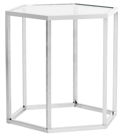 Safavieh Home Teagan Chrome Glass Top Hexagon End Table