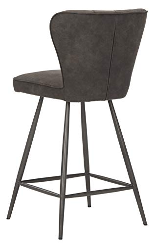 Safavieh FOX1702C-SET2 American Homes Collection Ashby Modern Tufted Swivel Counter Stool, 26", Grey/Black