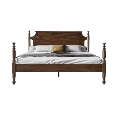 Solid Wood Queen Size Platform Bed Frame with Headboard & Footboard, view 2