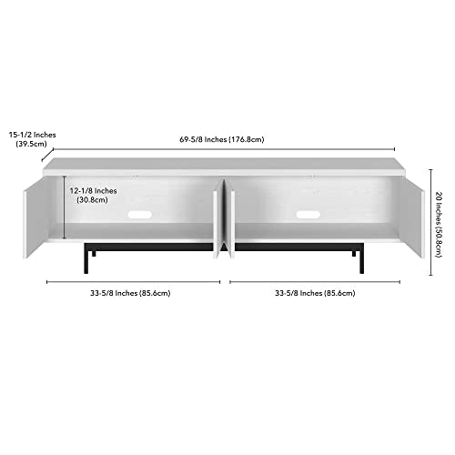 Henn&Hart 70" TV Stand for TVs up to 75", Cloud White, view 4