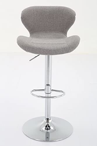 Fabric Adjustable Bar Stools, Swivel Airlift Barstools with Back, Upholstered Armless Counter Height Chairs for Kitchen Dining Pub Cafe Set of 2 (Grey)