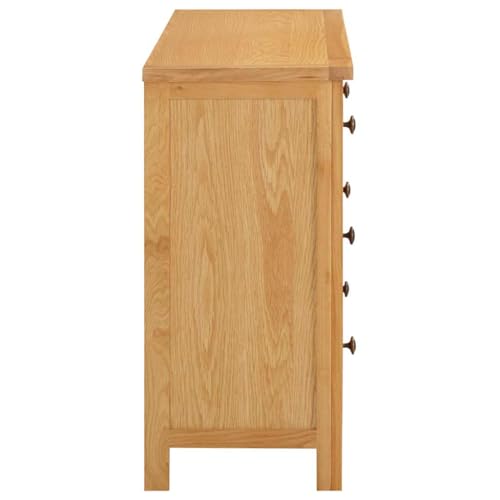 Solid Oak Wood Chest of Drawers 6 Drawer 41.3x13.2x28.7 Inches, view 6