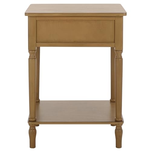 SAFAVIEH Home Collection – Haven Desert Brown Accent Table with Drawer & Shelf, Scalloped Apron Detail, Traditional Side Nightstand (ACC5724C)