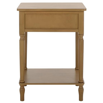 SAFAVIEH Home Collection – Haven Desert Brown Accent Table with Drawer & Shelf, Scalloped Apron Detail, Traditional Side Nightstand (ACC5724C)