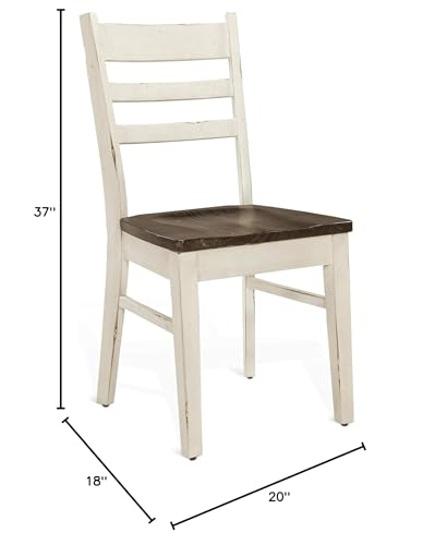 Sunny Designs Carriage House 18" Ladderback Chair in White/Dark Brown (Set of 2)