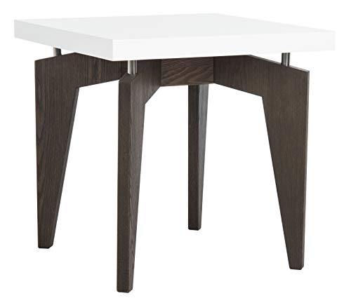 Safavieh Home Collection Josef Mid-Century Modern White and Dark Brown End Table