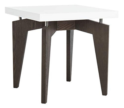Safavieh Home Collection Josef Mid-Century Modern White and Dark Brown End Table