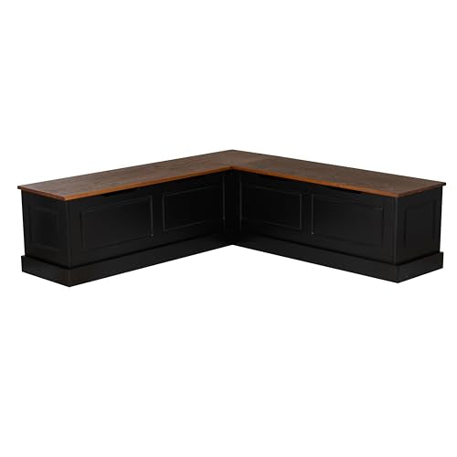 Harris Black and Walnut Backless Kitchen Dining Nook with Hidden Storage Bench, view 3