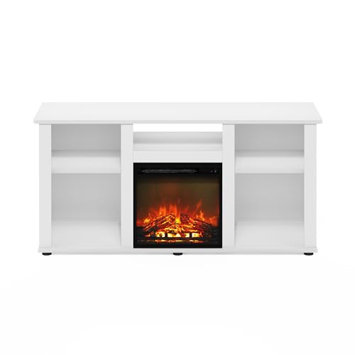Jensen Fireplace TV Stand for TV up to 55 Inch, White Entertainment Center, view 7