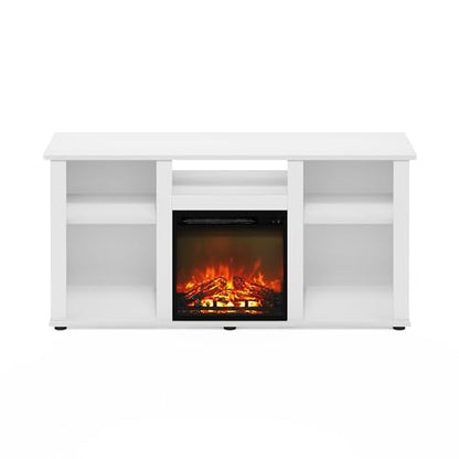 Jensen Fireplace TV Stand for TV up to 55 Inch, White Entertainment Center, view 7
