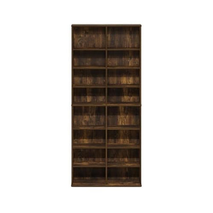 16-Shelf Multimedia Media Storage Tower Rack, Amber Pine Finish, view 5