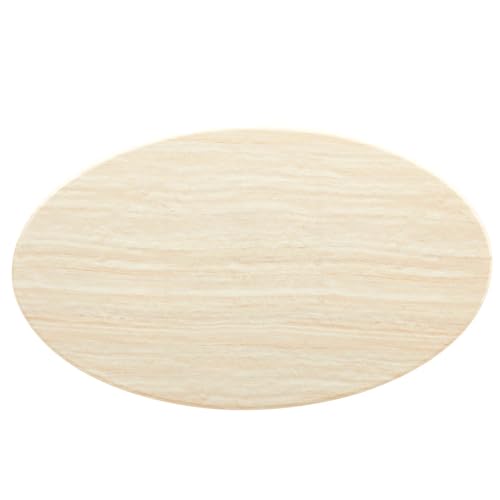 Lippa 60Inch Oval Dining Table Faux Travertine Stone Gold Finish Modern Kitchen Room Entertaining Home Furniture Quality Stylish Elegant Durable Refined Versatile