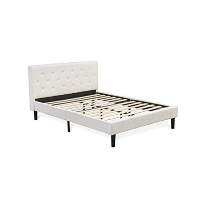 NL19Q-2BF14 3 Piece Queen Size Bedroom Set - Button Tufted Bed frame with Button Tufted - Linen white Velvet Fabric Upholstered Headboard and an Urban Gray Finish Nightstand