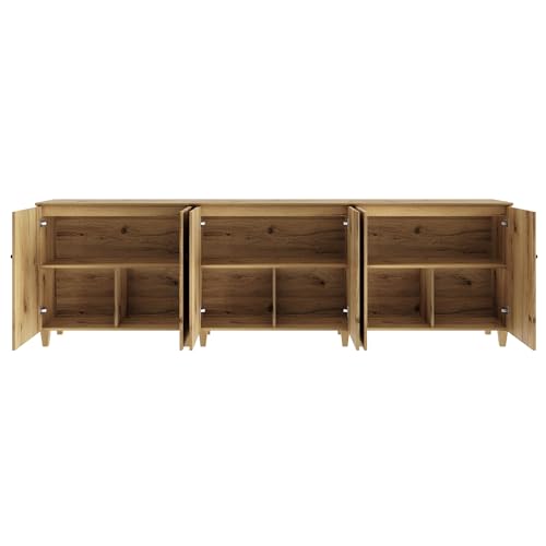 Modern Wood TV Stands Cabinets for 85+ Inches TVs, Oak Brown, view 6
