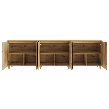 Modern Wood TV Stands Cabinets for 85+ Inches TVs, Oak Brown, view 6