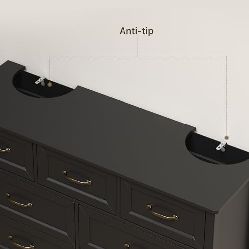 Black Dresser for Bedroom, Modern 7 Drawers Dresser, view 6