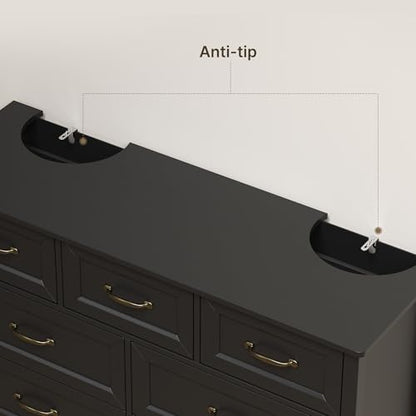 Black Dresser for Bedroom, Modern 7 Drawers Dresser, view 6