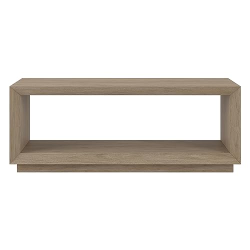 48" Rectangular Coffee Table with Open Storage Shelf for Living Room, Family Room, or Office, Weathered Gray