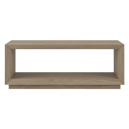 48" Rectangular Coffee Table with Open Storage Shelf for Living Room, Family Room, or Office, Weathered Gray