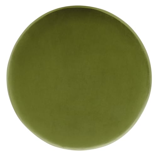 SAFAVIEH Home Collection Naref Olive Green Velvet Round Ottoman