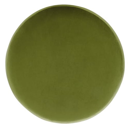 SAFAVIEH Home Collection Naref Olive Green Velvet Round Ottoman