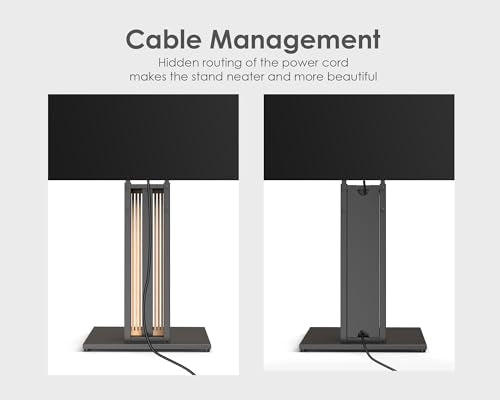 Wood TV Stand Swivel Mount with Hidden Back Storage for 32-65 inch TV Screens, Scandinavian Style Tall Floor TV Stand for Home Decor with Reinforced Base, Zen Series, Black