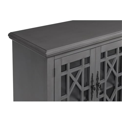 Elegant Gray Wood TV Stand for 50", 55", 60", 65" TVs, Entertainment Center with Doors, Adjustable Shelves, Storage, Media Console, Sideboard, Hallway Accent Chest 63" W x 18" D x 35" H
