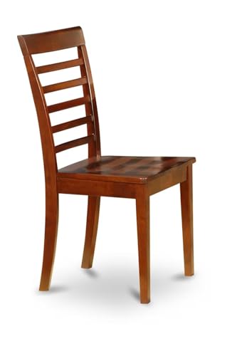 MLC-MAH-W Milan Kitchen Dining Chairs - Ladder Back Solid Wood Seat Chairs, Set of 2, Mahogany