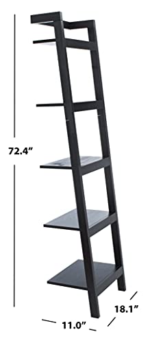 SAFAVIEH Home Collection Yassi Black 5-Tier Leaning Storage Display Shelves Living Room Bedroom Office Etagere