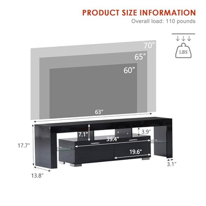 Black LED TV Stand for 75 Inch TV, view 3