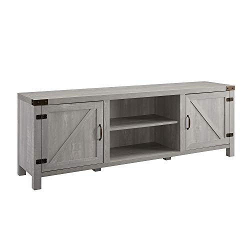Georgetown Modern Farmhouse Double Barn Door TV Stand for TVs up to 80 Inches, 70 Inch, Stone Grey