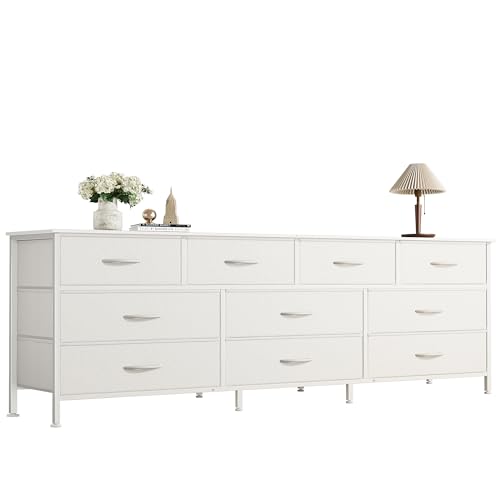63 Inch Dresser for Bedroom, Long Dresser with 10 Fabric Drawers, view 2