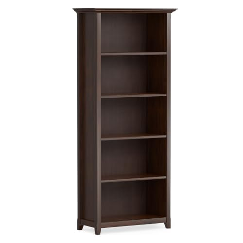 Amherst 70" Tall Solid Wood 5-Shelf Bookcase in Russet Brown, view 2