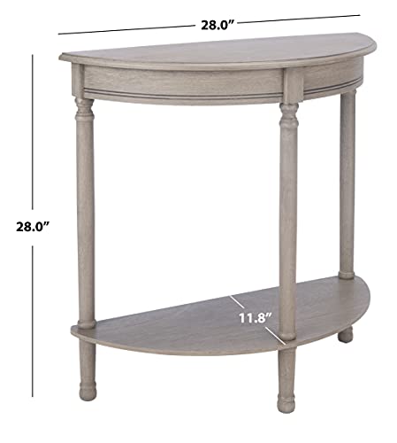 SAFAVIEH Furniture - Tinsley Half-Round Console Table - Greige - Solid Wood - Farmhouse Demilune Design - Ideal for Entryway, Hallway, Living Room, 28" W x 11.75" D x 28" H (CNS5723A)