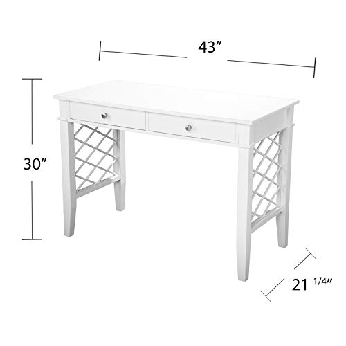 Glenburg Writing Desk - Transitional Design, White Iron and Wood - Ideal for Home Office, Living Room (HO1094137)